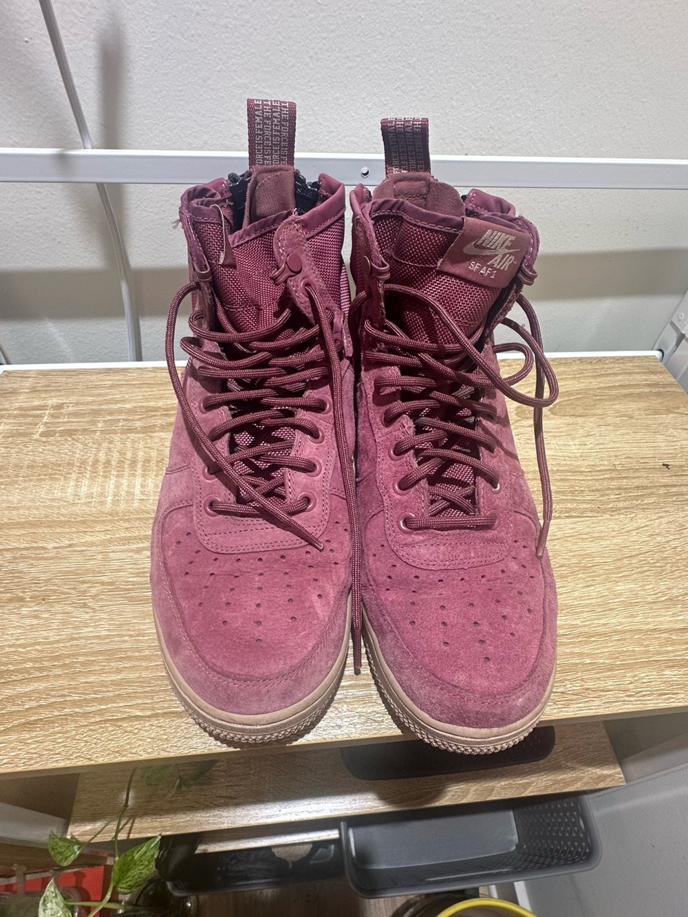 Nike Women's Lace-Up High-Top Suede Boots in Burgundy